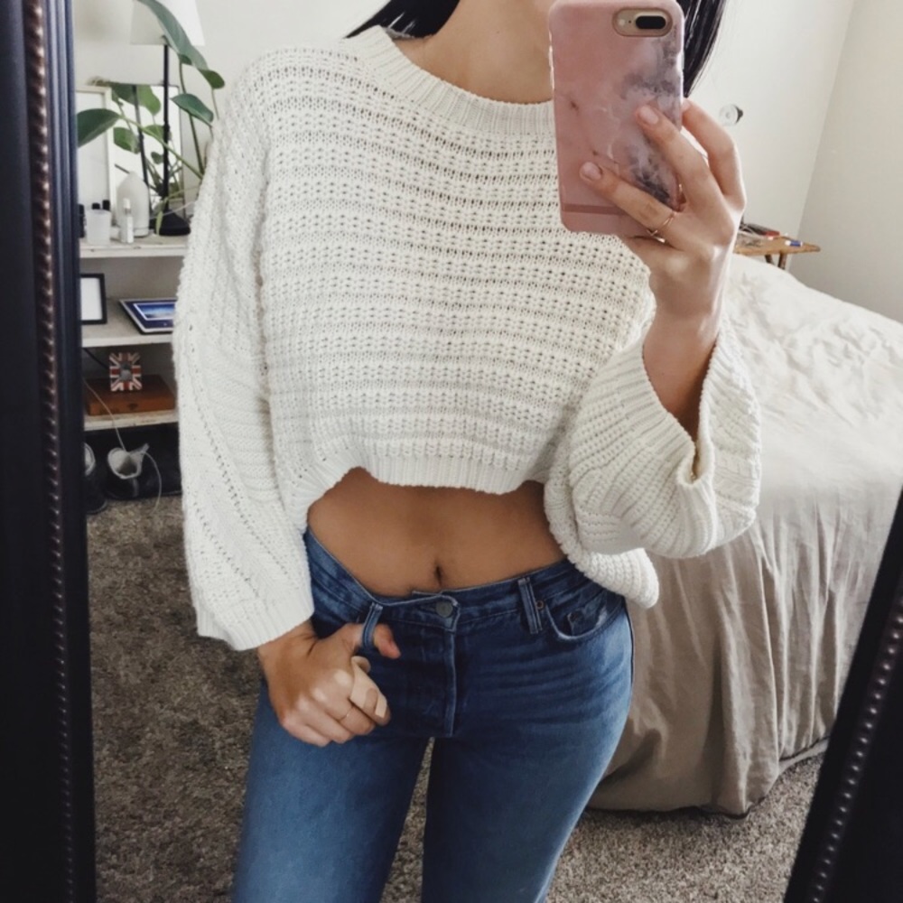 White cropped sweater